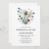 Dragonfly begrafenis vieren van het leven kaart (Voorkant / Achterkant)