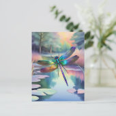 Dragonfly bij de vijver briefkaart (Staand voorkant)