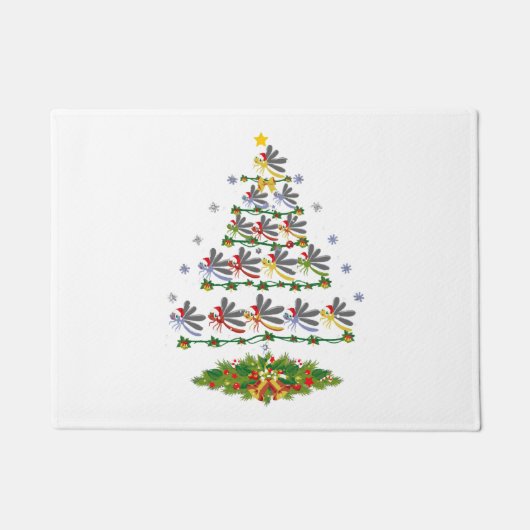 Dragonfly Bird kerstboom Gift Funny Kerstmis Deurmat (Voorkant)