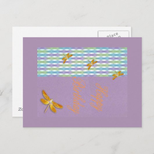 Dragonfly Birthday briefkaart (Voorkant / Achterkant)