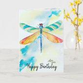 Dragonfly Birthday Kaart (Gele Bloem)