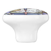 Dragonfly Blauw en Wit Glas in lood Bloem Keramische Knop (Zijkant)