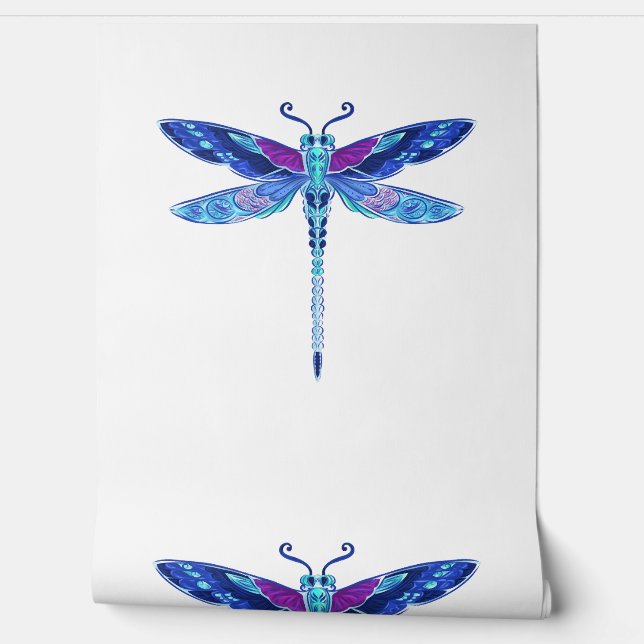 Dragonfly Blauw tekening schattig cadeau Behang (Afrollen)