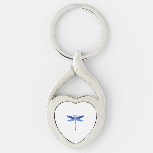 Dragonfly Blauw tekening schattig cadeau Sleutelhanger (Voorkant)