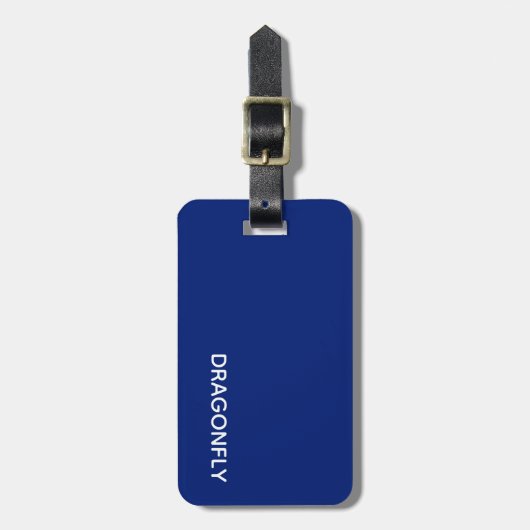 Dragonfly blauwe kleurnaam bagagelabel (Voorkant verticaal)