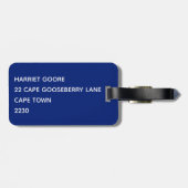 Dragonfly blauwe kleurnaam bagagelabel (Achterkant horizontaal)