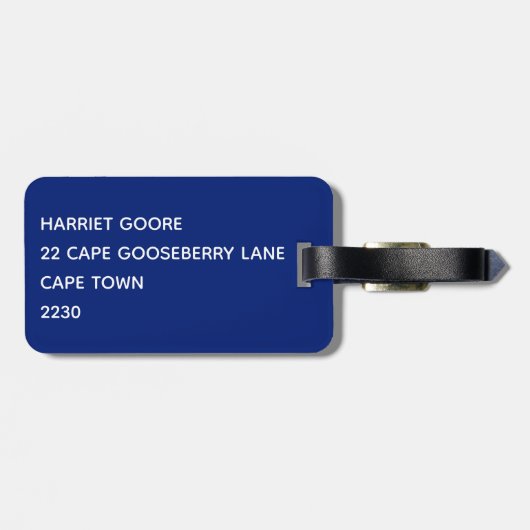 Dragonfly blauwe kleurnaam bagagelabel (Achterkant horizontaal)