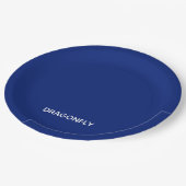 Dragonfly blauwe kleurnaam papieren bordje (Gekanteld)