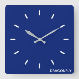 Dragonfly blauwe kleurnaam vierkante klok