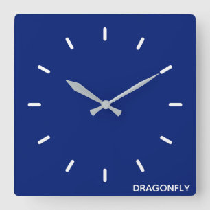 Dragonfly blauwe kleurnaam vierkante klok