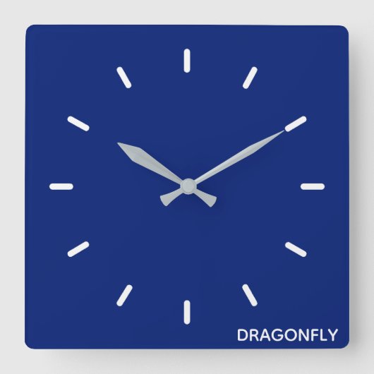 Dragonfly blauwe kleurnaam vierkante klok (Voorkant)