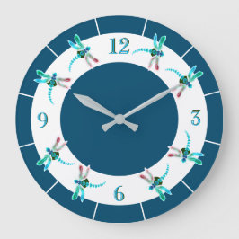 Dragonfly | Blauwgroen ronde wandklok