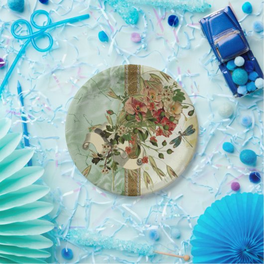 Dragonfly  Bloemen Papier Borden bruiloft Papieren Bordje (Feest)