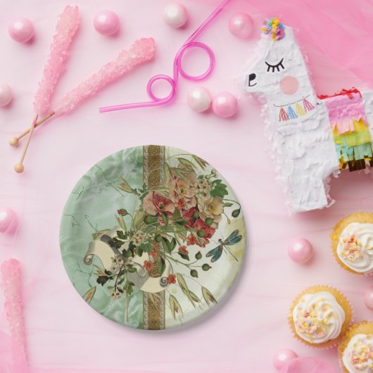 Dragonfly  Bloemen Papier Borden bruiloft Papieren Bordje (Feest)