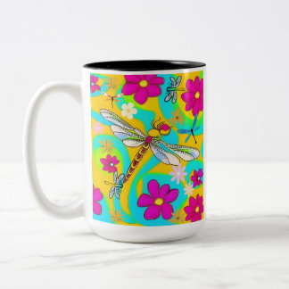 DragonFly & Bloemen Tweekleurige Koffiemok