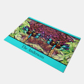 Dragonfly Blue Blauwgroen Aqua Black Familienaam Deurmat (Schuin)