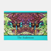 Dragonfly Blue Blauwgroen Aqua Black Familienaam Deurmat (Voorkant)