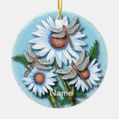 Dragonfly Blue Daisies Keramisch Ornament (Voorkant)