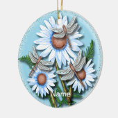 Dragonfly Blue Daisies Keramisch Ornament (Links)