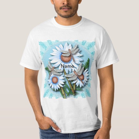 Dragonfly Blue Daisies  T-shirt (Voorkant)