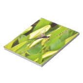 Dragonfly Blue en zwart op gras. Notitieblok (Linkerzijde)