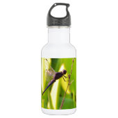 Dragonfly Blue en zwart op gras. Waterfles (Voorkant)