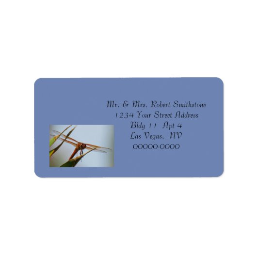 Dragonfly Blue Gepersonaliseerd adres Grote labels (Voorkant)