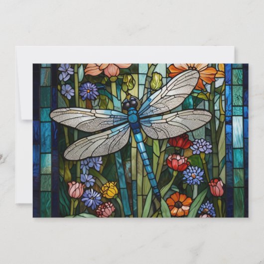 Dragonfly boho bloemen botanische vlek glas kaart (Voorkant)