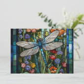 Dragonfly boho bloemen botanische vlek glas kaart (Staand voorkant)