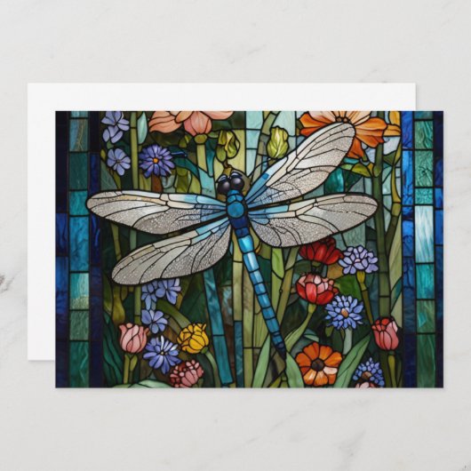 Dragonfly boho bloemen botanische vlek glas kaart (Voorkant / Achterkant)