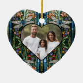 Dragonfly boho bloemen botanische vlek glas keramisch ornament (Voorkant)