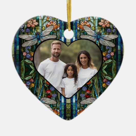 Dragonfly boho bloemen botanische vlek glas keramisch ornament (Voorkant)