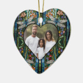 Dragonfly boho bloemen botanische vlek glas keramisch ornament (Links)