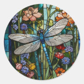 Dragonfly boho bloemen botanische vlek glas ronde sticker (Voorkant)
