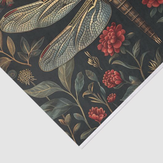 Dragonfly Botanische Bloemen Decoupage Tissuepapier (Detail)