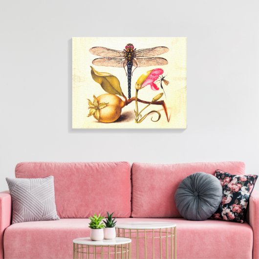 Dragonfly Botanische Natuur Wildleven Canvas Afdruk (Insitu (Woonkamer))