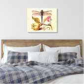 Dragonfly Botanische Natuur Wildleven Canvas Afdruk (Insitu (Slaapkamer))