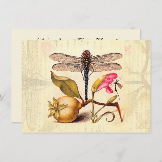 Dragonfly Botanische Natuur Wildleven Kaart (Voorkant / Achterkant)