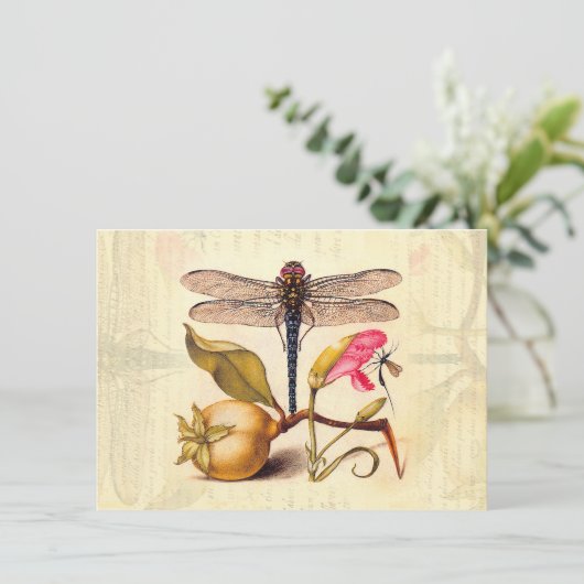 Dragonfly Botanische Natuur Wildleven Kaart (Staand voorkant)