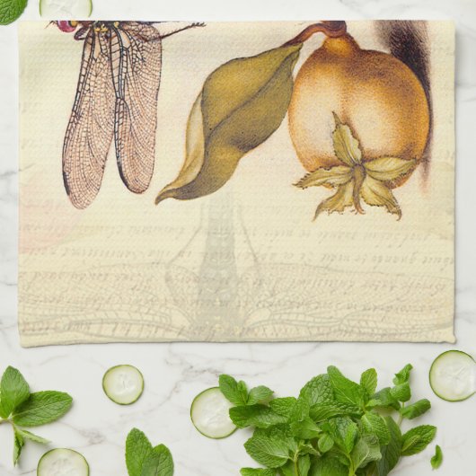 Dragonfly Botanische Natuur Wildleven Theedoek (Gevouwen)