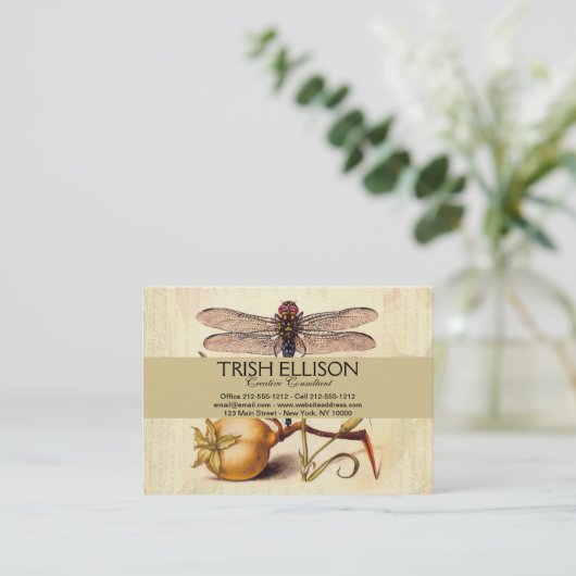 Dragonfly Botanische Natuur Wildleven Visitekaartje (Staand voorkant)