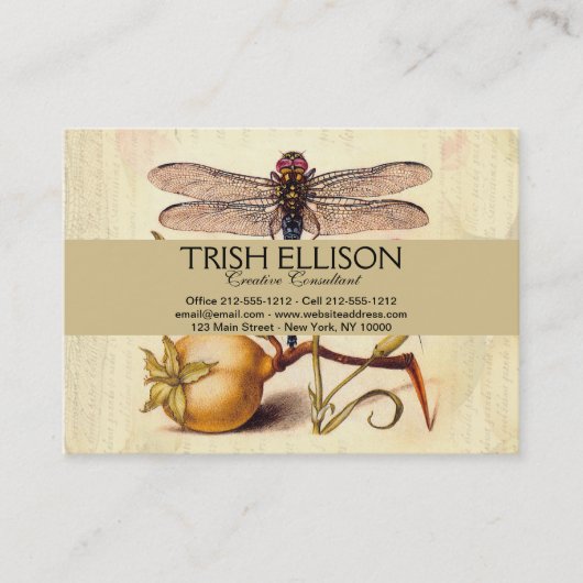 Dragonfly Botanische Natuur Wildleven Visitekaartje (Voorkant)