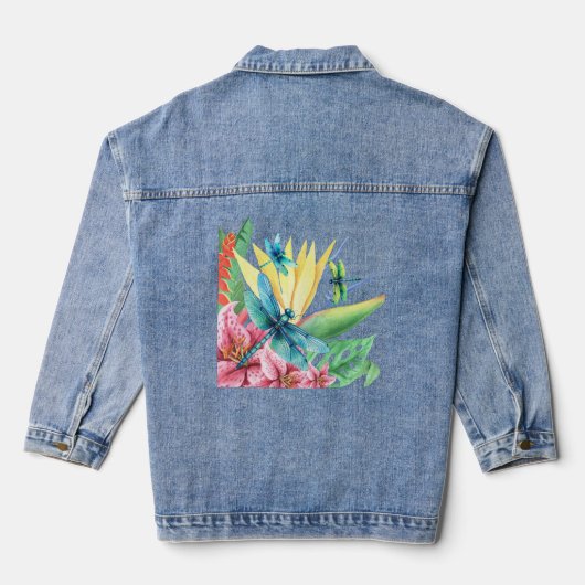 Dragonfly Botanische Paradijs Denim Jas Jacket (Achterkant)