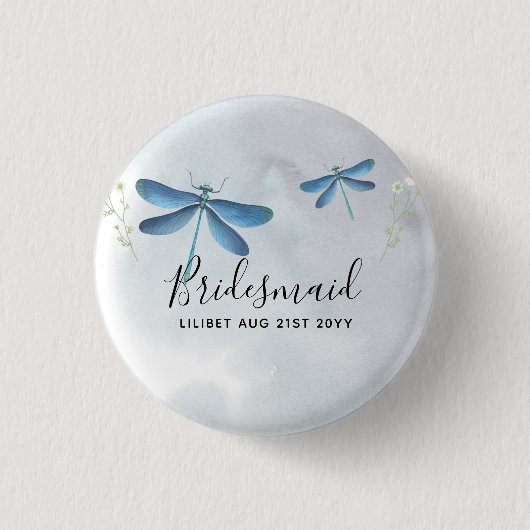 DragonFly BRIDESMAID Bridal Party Gepersonaliseerd Ronde Button 3,2 Cm (Voorkant)