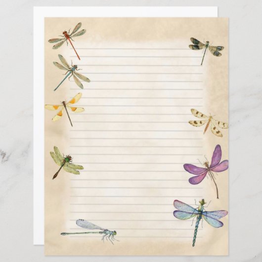 Dragonfly briefpapier gevoerd schrijven papier (Voorkant / Achterkant)