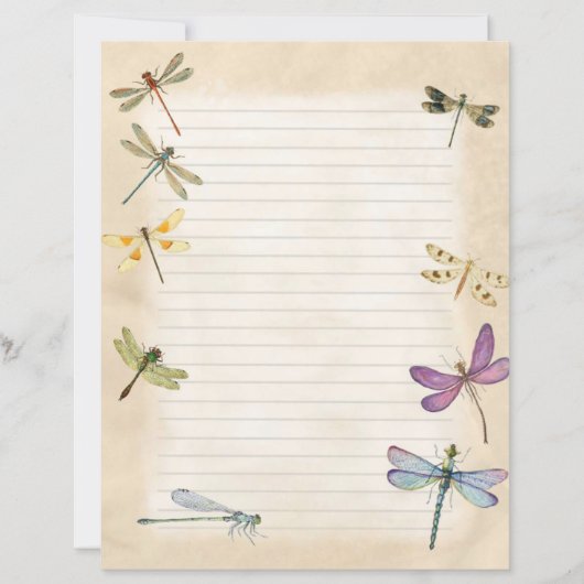 Dragonfly briefpapier gevoerd schrijven papier (Voorkant)