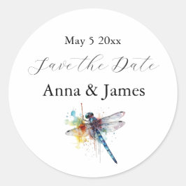 Dragonfly bruiloft save the date sticker