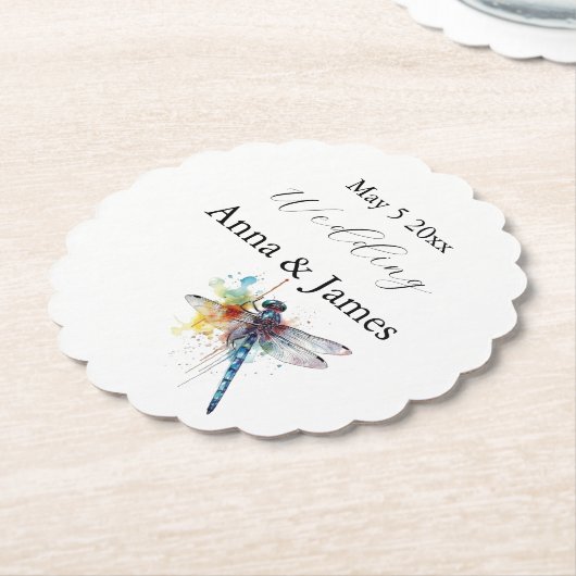 Dragonfly bruiloft save the date sticker kartonnen onderzetters (Gekanteld)