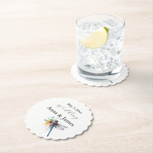 Dragonfly bruiloft save the date sticker kartonnen onderzetters (Insitu)