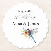 Dragonfly bruiloft save the date sticker kartonnen onderzetters (Voorkant)
